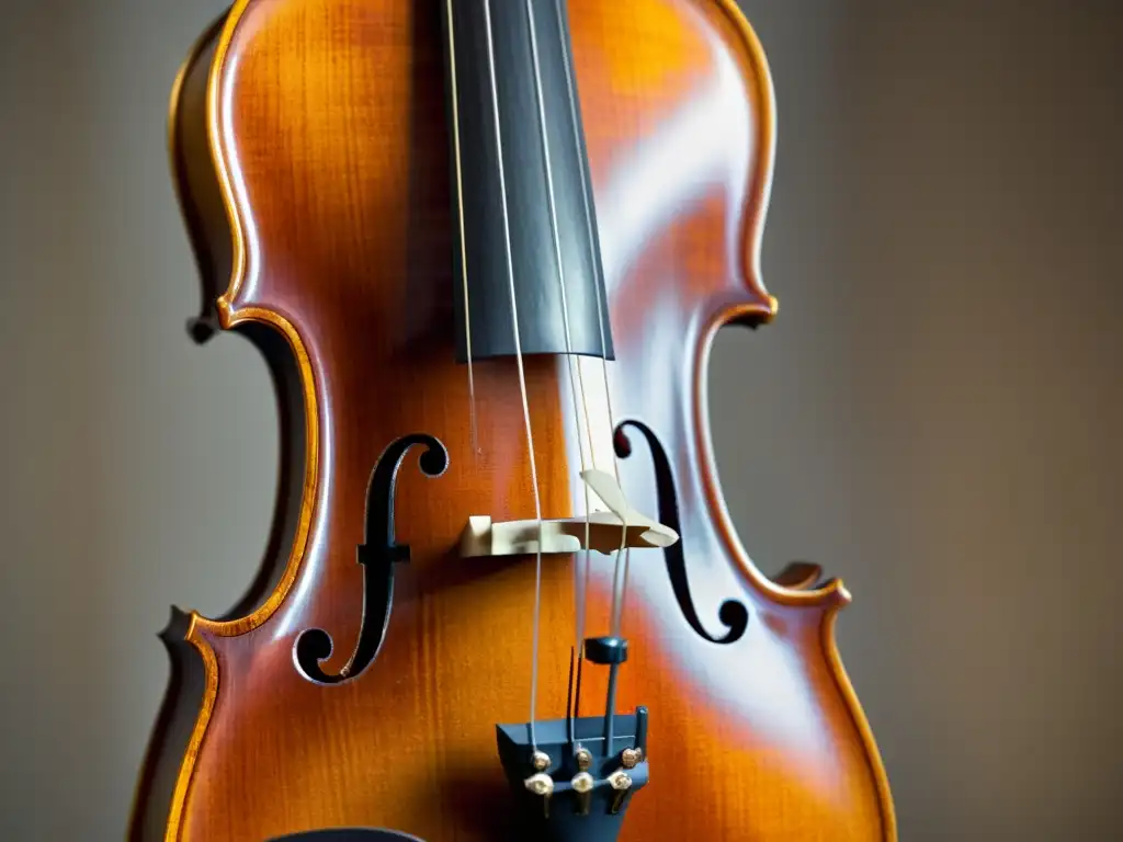 Detalle asombroso del violín Stradivarius, resaltando la artesanía y la importancia de los violines Stradivarius en la música y la cultura