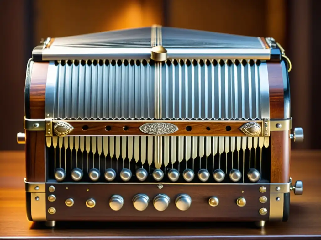 Detalle de un bandoneón vintage con historia y construcción del bandoneón