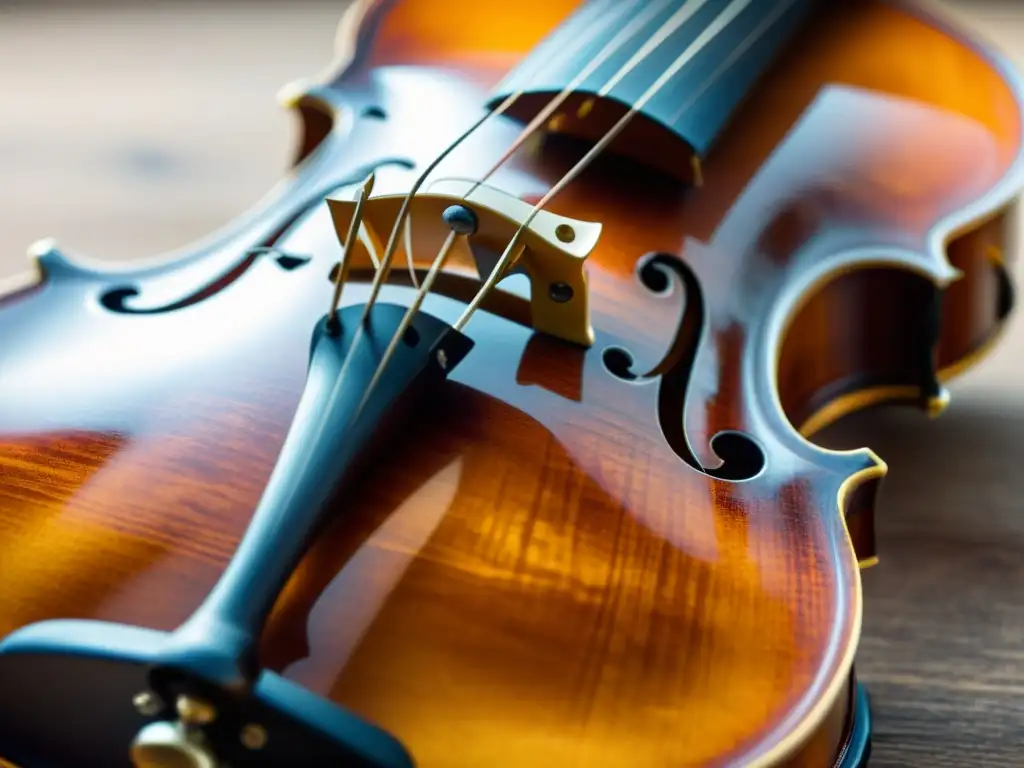 Detalle de un violín Stradivarius vintage, resaltando su belleza y la importancia de los violines Stradivarius en la historia de la música