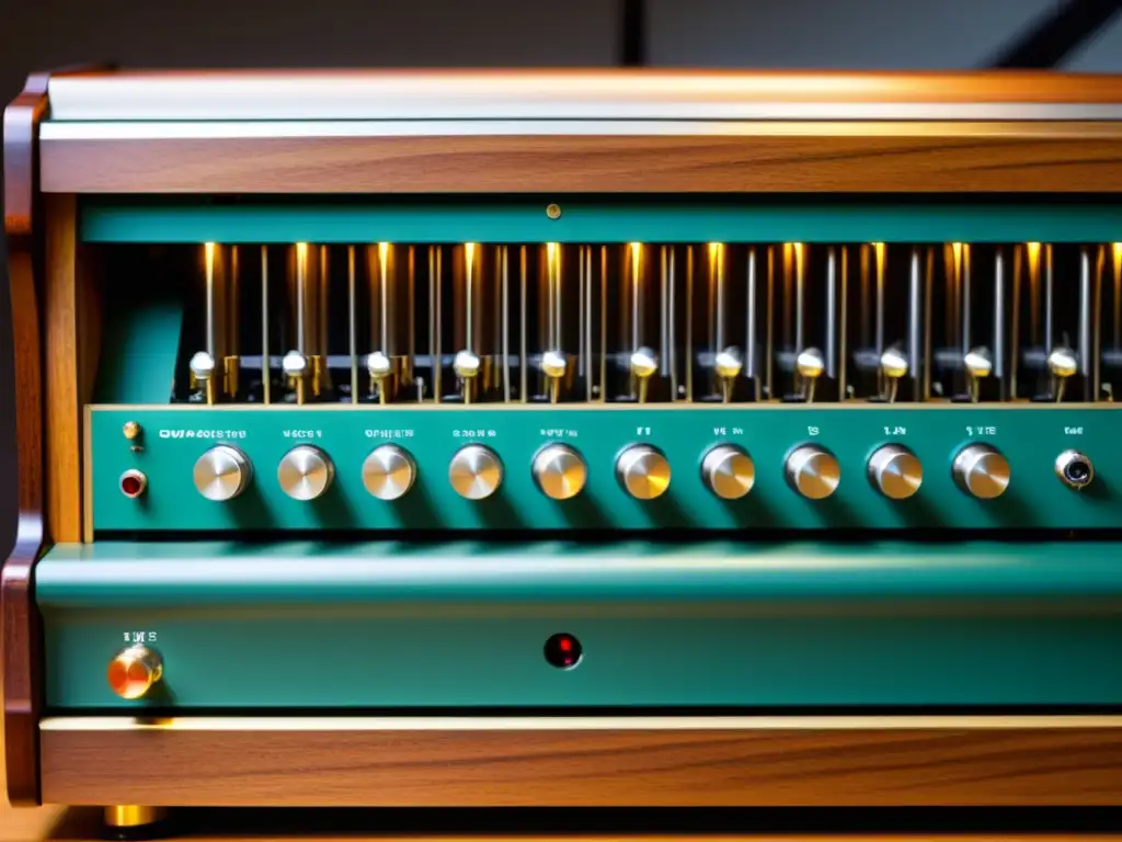 Detalle de las complejas entrañas del Ondas Martenot, resaltando su artesanía y tecnología vintage