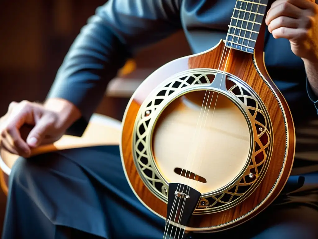 Detalle de la electrificación de un bouzouki griego, fusionando tradición con tecnología moderna