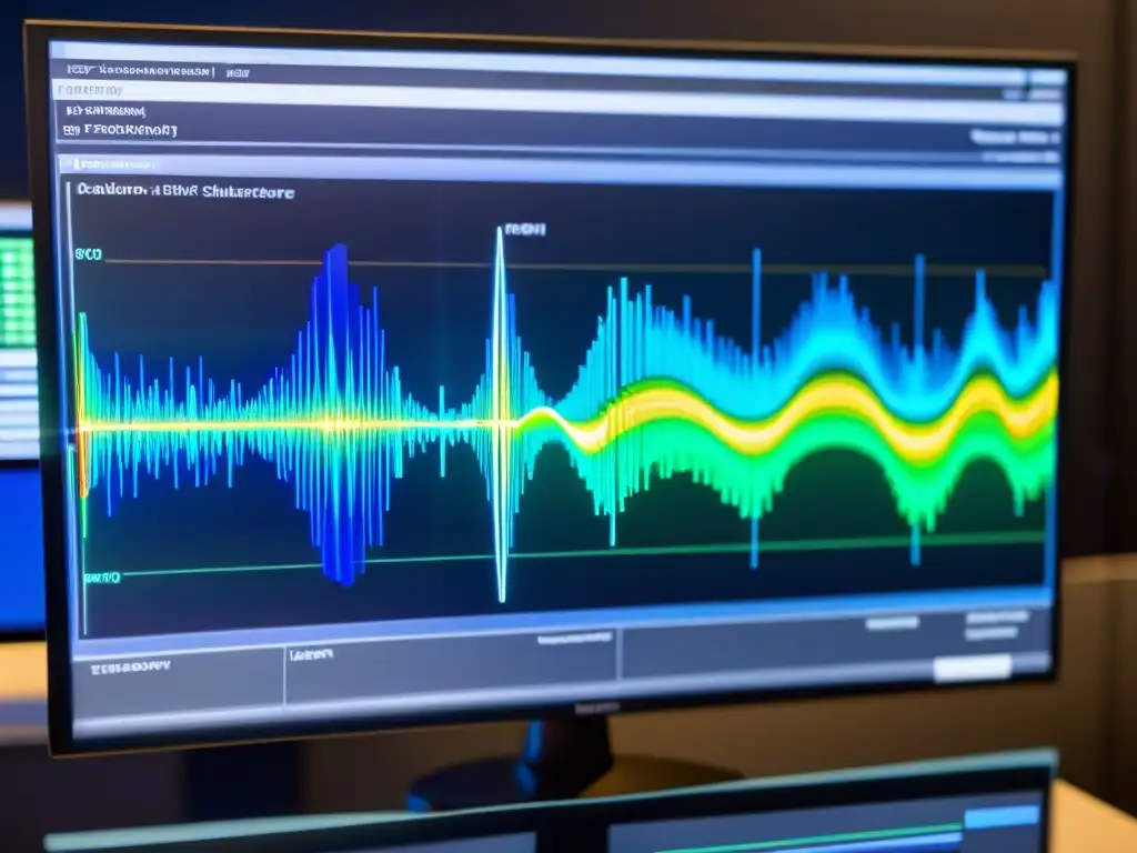 Detalle de la interfaz de software de simulación acústica digital con modelos digitales para simulación acústica en alta definición