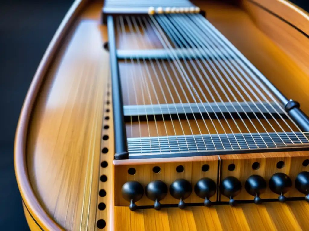 Detalle de un laúd tubular de bambú de Madagascar, resaltando la artesanía y sonido únicos de este instrumento tradicional