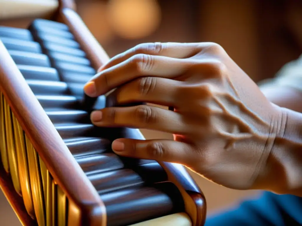 Detalle de manos tocando el guiro, mostrando técnicas de guiro para ritmo latino con pasión y destreza
