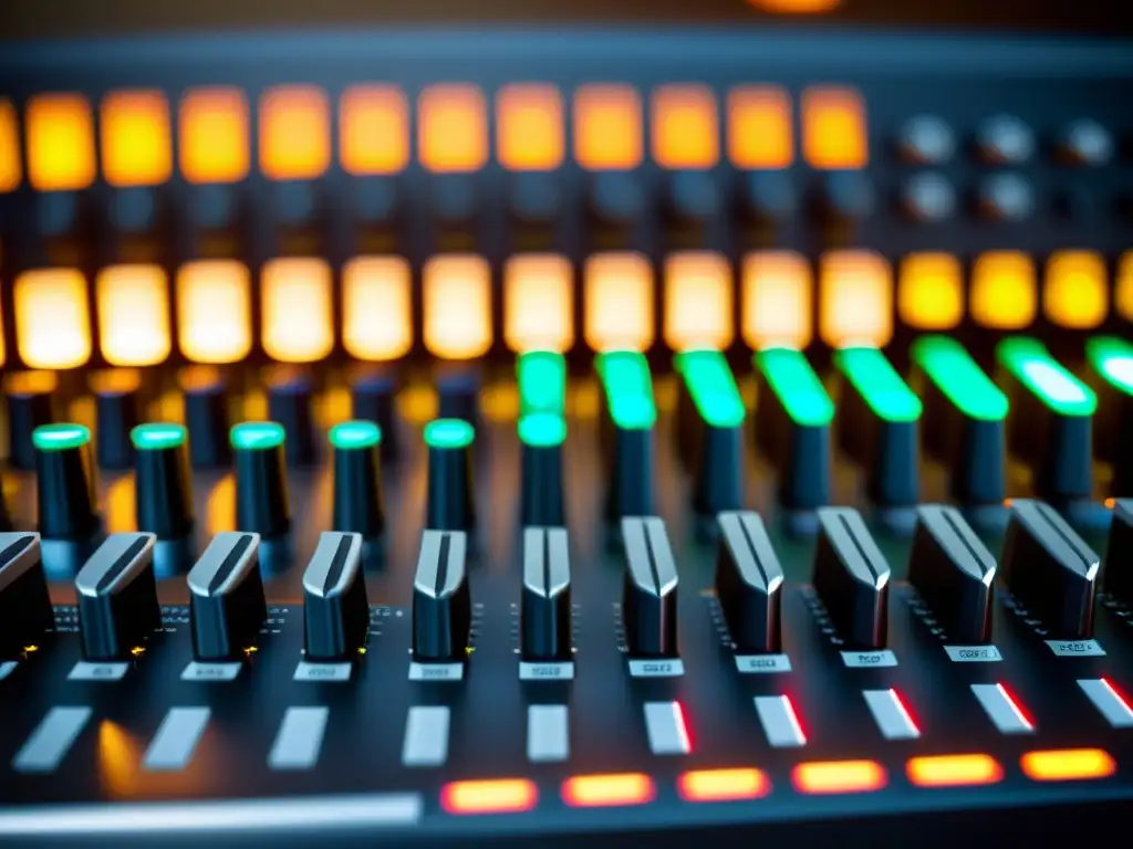 Detalle del panel de mezclas en un estudio de grabación, resaltando el control del efecto chorus