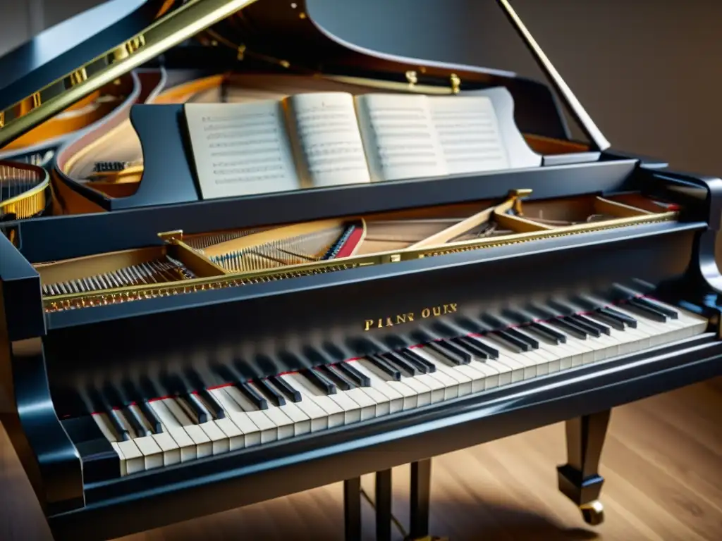 Detalle de un piano preparado en un ambiente íntimo, capturando la experimentación sonora y cultural