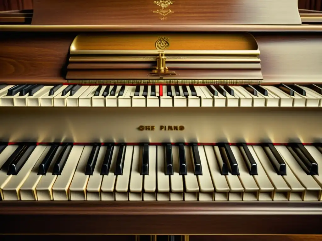 Detalle de teclado de piano vintage con desgaste, equilibrio entre fidelidad y carácter del instrumento musical