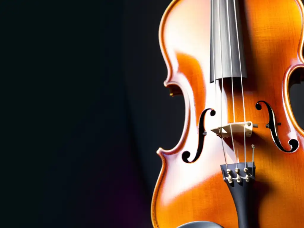 Detalle de violín y viola ejecutando la técnica col legno, resaltando la percusión y la vibración de las cuerdas