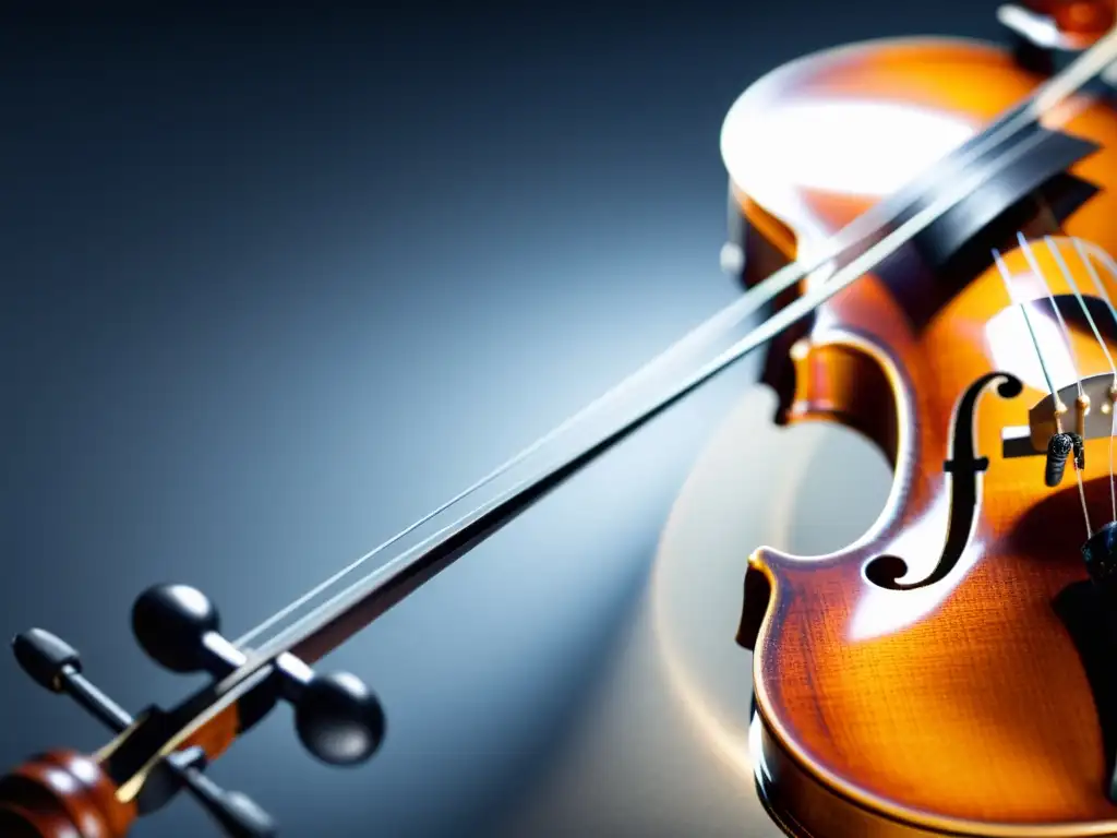 Detalle de la vibración natural de una cuerda de violín al ser pulsada, mostrando la resonancia armónica