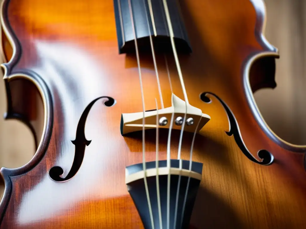 Detalle de una viola da gamba bellamente elaborada, con madera y cuerdas delicadas