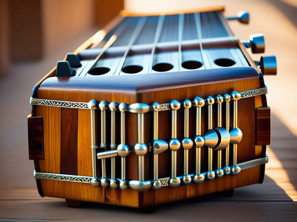 Detalles de la construcción y sonido del balafón en la cálida luz africana