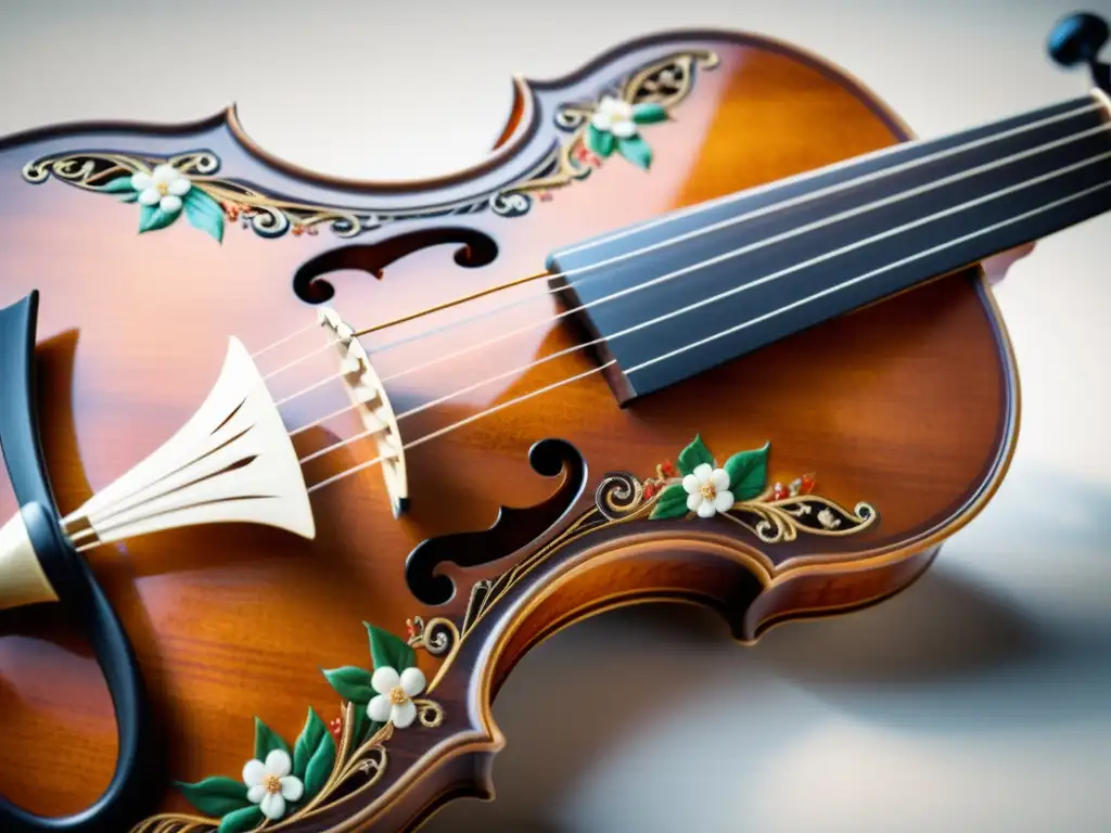 Detalles impresionantes del Hardanger Fiddle, resaltando la historia y sonido del instrumento noruego