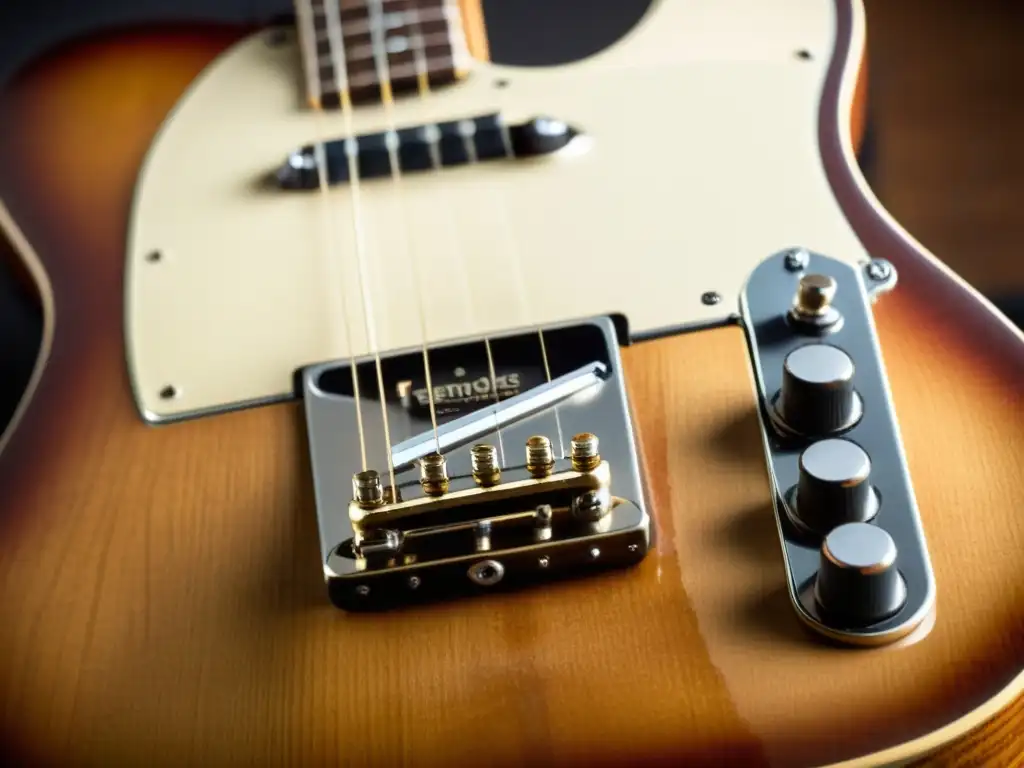 Una Fender Telecaster vintage, con detalles en la madera y hardware envejecido