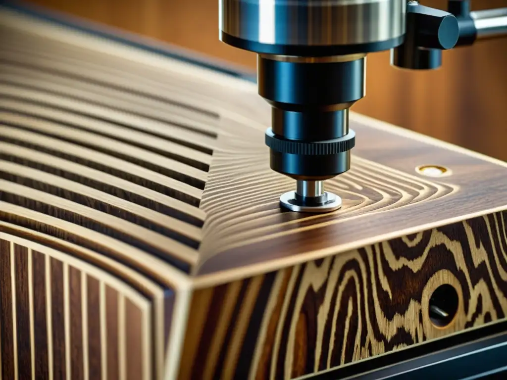 Detalles únicos de un instrumento musical de madera antiguo capturados por un microscopio láser especializado