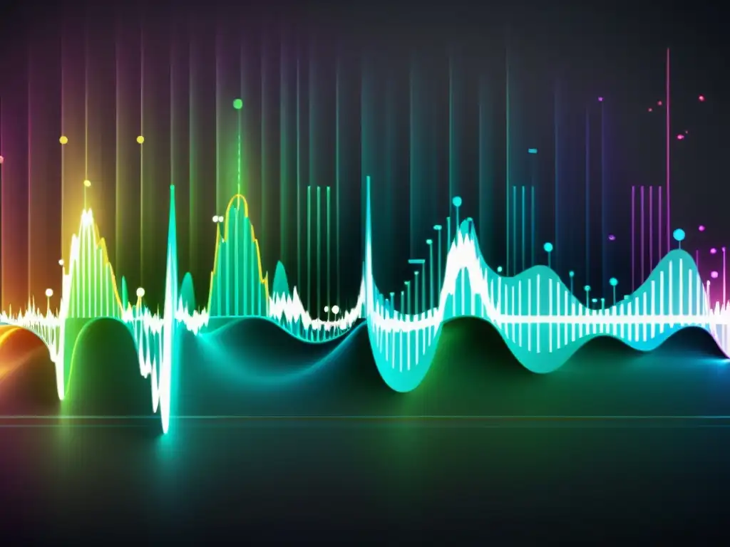 Un diagrama de ondas sonoras se superpone con un pentagrama y notas musicales, mostrando la relación entre ondas sonoras y acordes perfectos