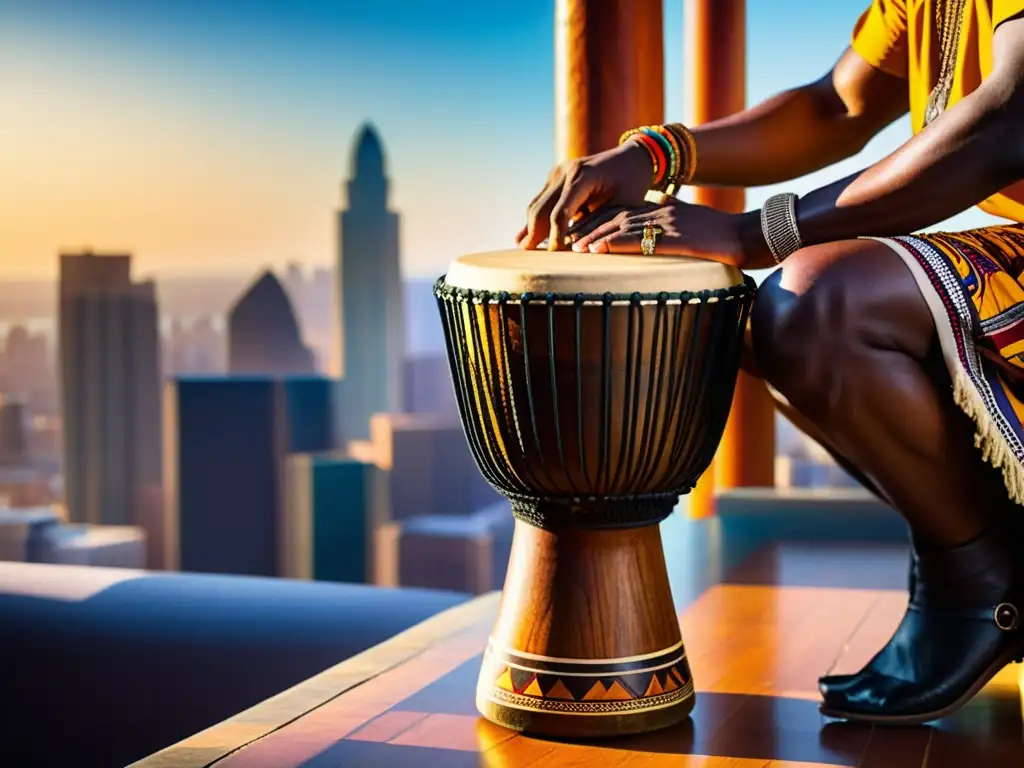 Djembe africano en ciudad occidental: influencia de los instrumentos percusión africanos