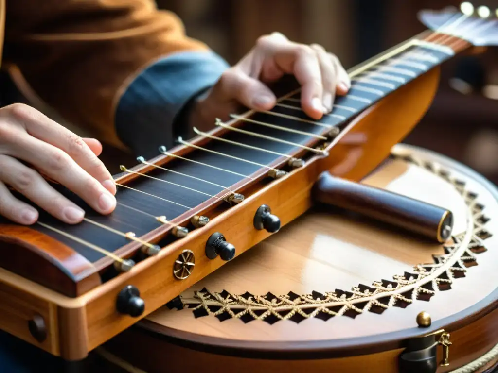 Un dulcémele Apalaches música espiritual, con detalles de madera y un ambiente íntimo y rústico