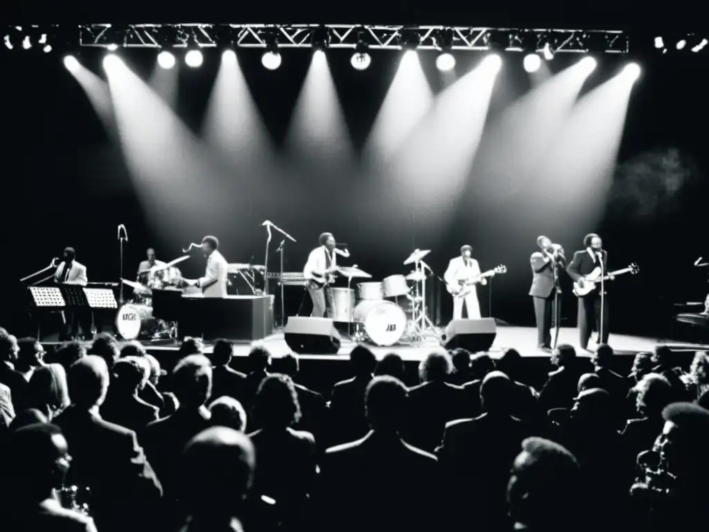 Emocionante actuación de una banda de jazz en el Festival de Jazz Montreux en los años 70, capturando la rica historia del festival de jazz Montreux