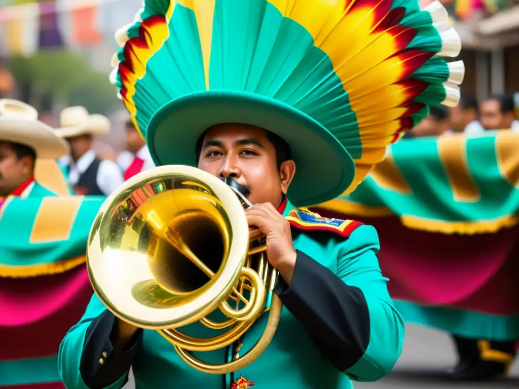 Un emocionante desfile callejero con una banda de música tradicional mexicana