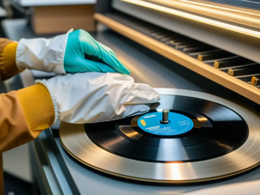 Un equipo de especialistas en preservación trabaja con cuidado y dedicación en la digitalización de valiosos discos de vinilo históricos