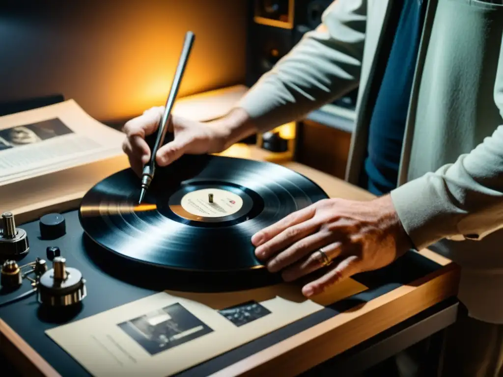 Equipo de expertos restaura con delicadeza un vinilo histórico en un estudio especializado