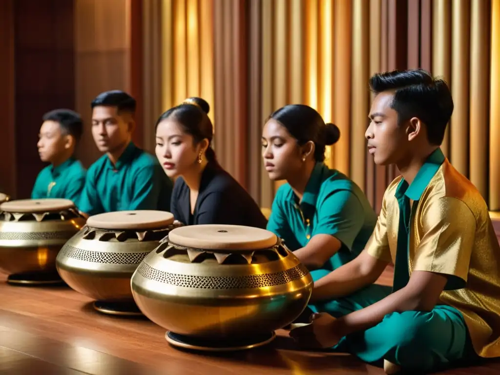 Estudiantes tocando instrumentos Gamelan, demostrando la importancia educativa de la música Gamelan en el aula