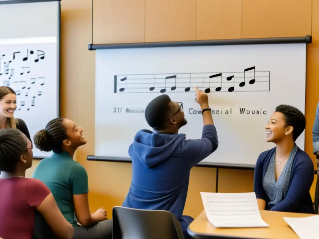 Estudiantes participan activamente en taller de composición musical, destacando la importancia de festivales musicales en la educación