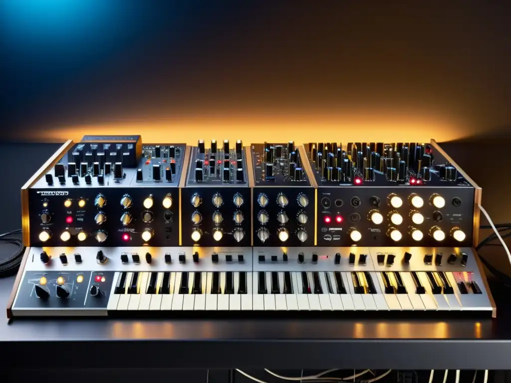 Un estudio moderno con sintetizador modular muestra la tecnología innovadora detrás de la música contemporánea