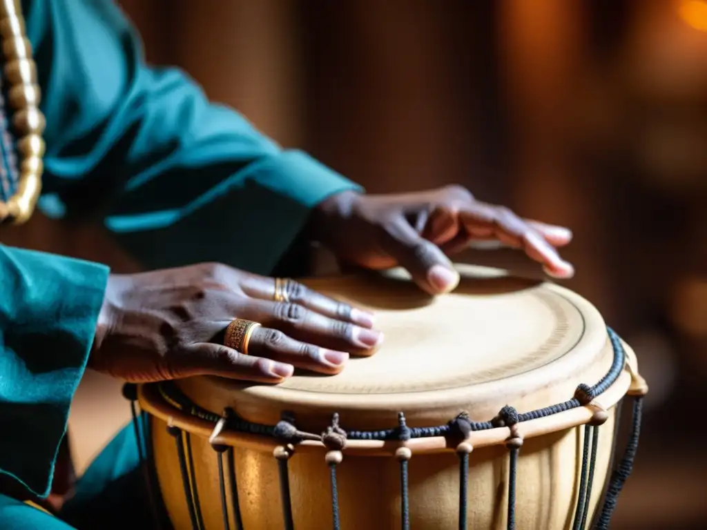 Un experto percusionista toca el talking drum, mostrando la historia y sonido del instrumento africano en detalle