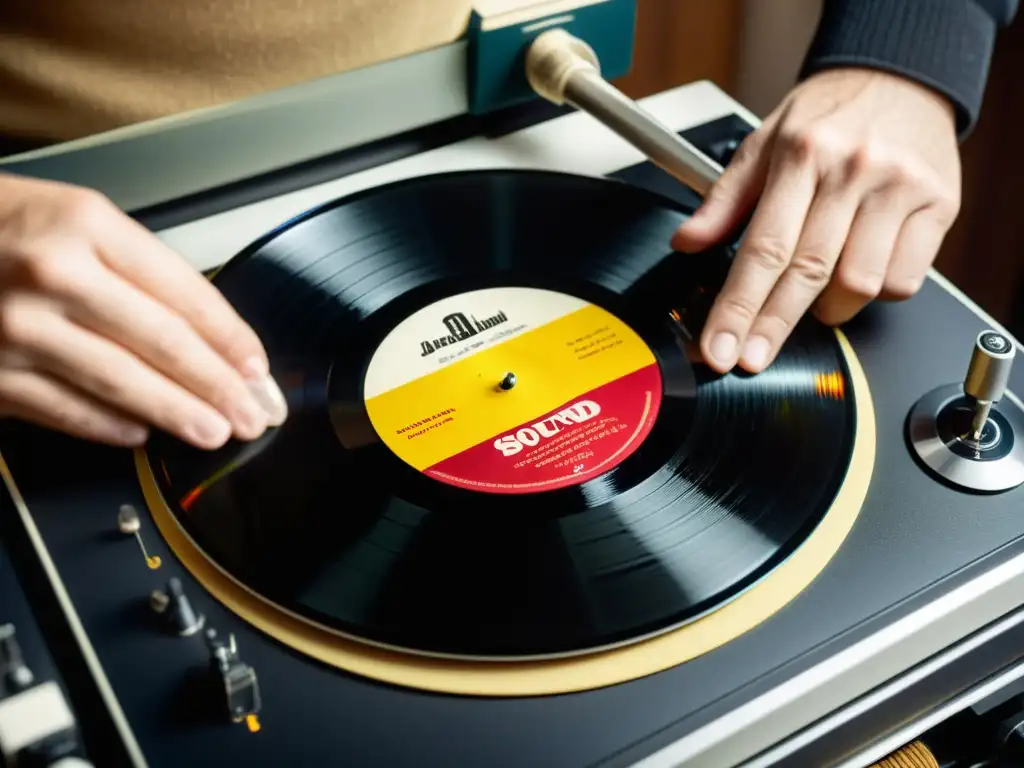 Un experto en sonido previene la degradación, limpiando con cuidado un vinilo vintage