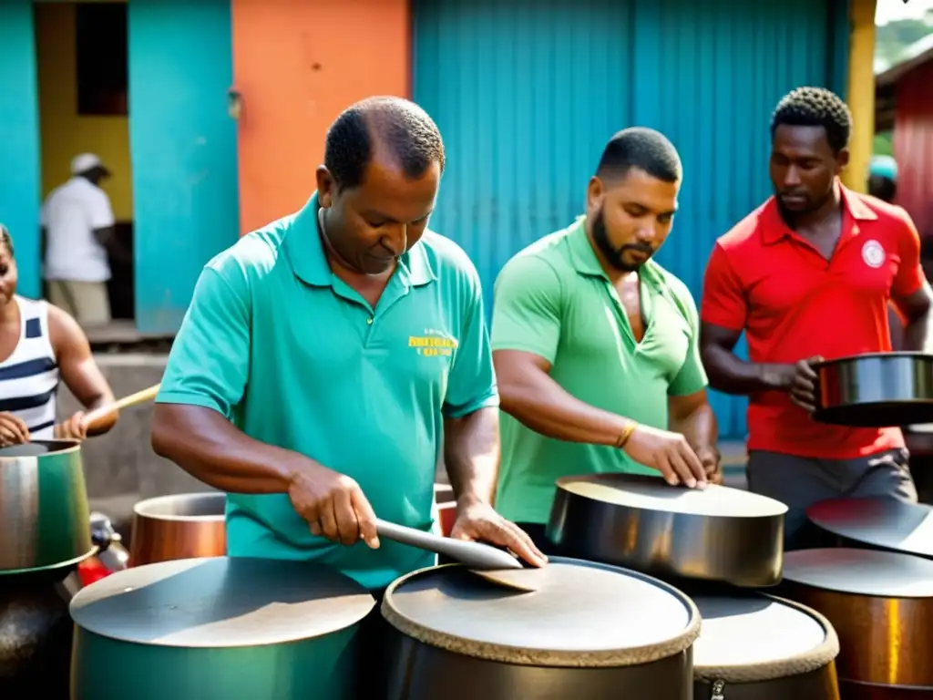 Expertos artesanos de Trinidad y Tobago moldean, afinan y pintan tambores de acero, en medio de colores vibrantes y escenas callejeras