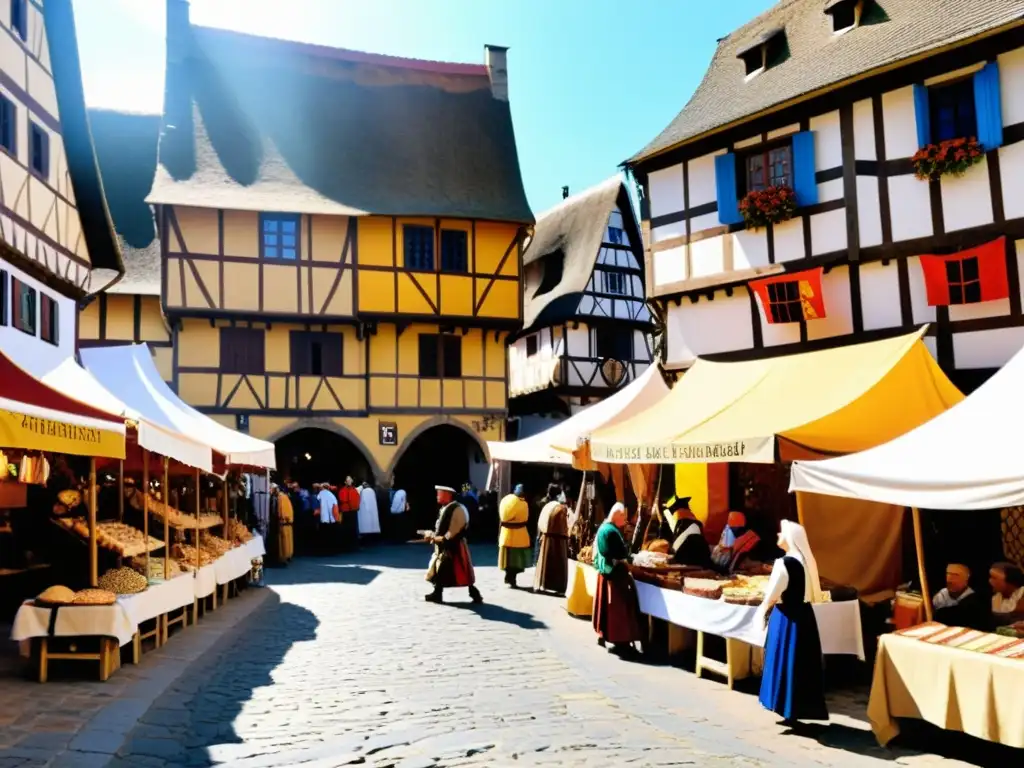 En el Festival Medieval de Música y Danza de Hita, un bullicioso mercado medieval con coloridos puestos, música y arquitectura típica