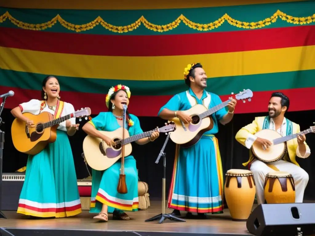 Un festival de música del Pacífico en Colombia cobra vida con músicos apasionados, trajes coloridos y un público cautivado