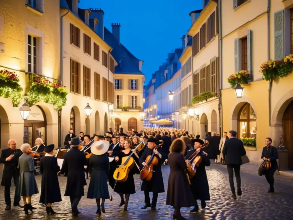 La Fête de la Musique en Francia: una calle llena de músicos de distintas edades y orígenes, creando una atmósfera mágica con su música