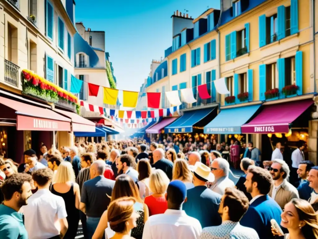 Fête de la Musique en Francia: Imagen vibrante de músicos actuando en una bulliciosa calle francesa, celebrando la diversidad musical