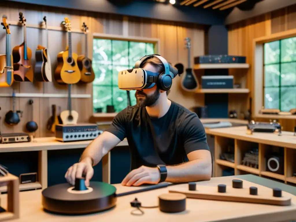 Un luthier usa gafas de realidad virtual para construir instrumentos musicales personalizados en un taller virtual de alta tecnología