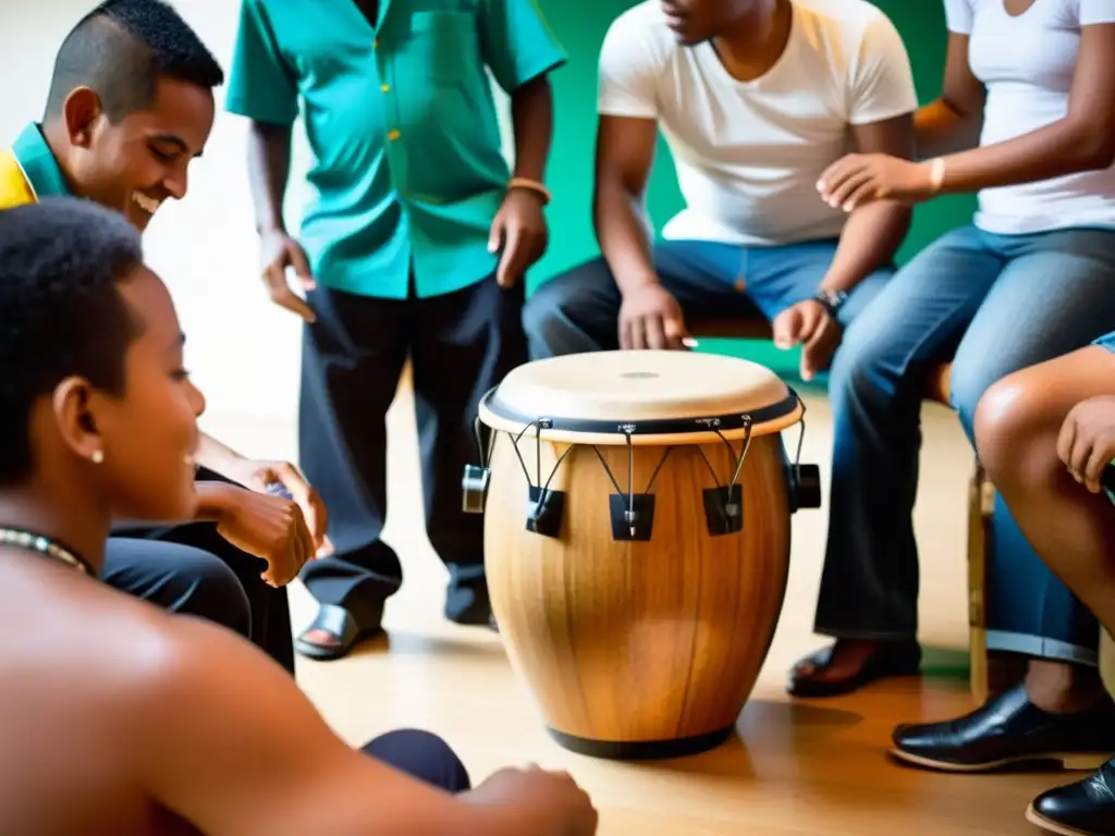 Grupo de músicos afroperuanos comparten ritmos con estudiantes en una sesión de educación musical