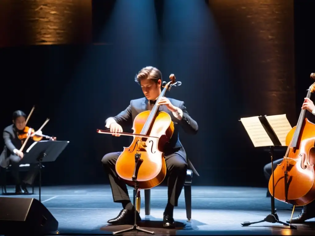 Grupo de músicos jóvenes en el escenario, preparados para una actuación en vivo llena de emoción y educación musical