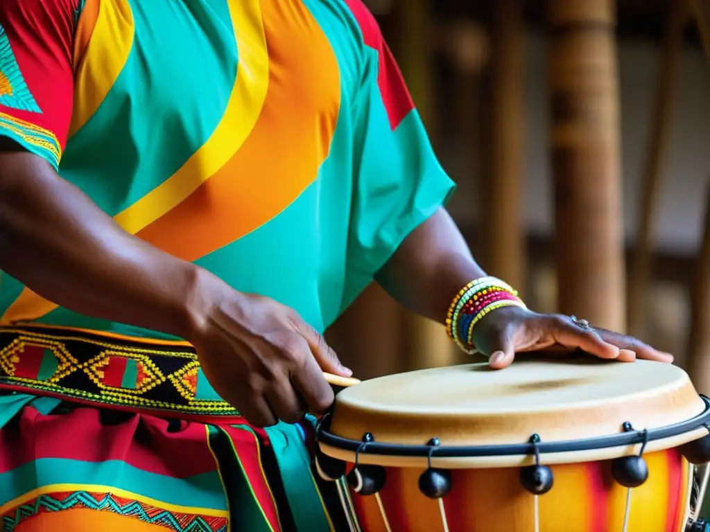 Grupo de percusionistas panameños tocando tambores artesanales, mostrando la influencia africana en la percusión panameña