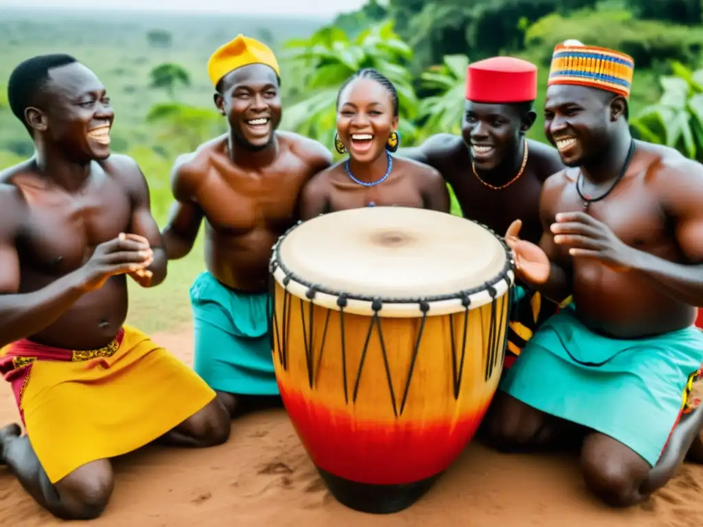 Un grupo en Ghana toca ritmos curativos alrededor de un tambor de agua, transmitiendo energía y cultura africana