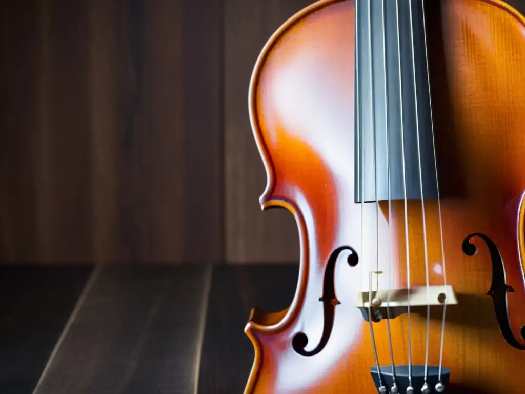 Violín y guitarra en una superficie de madera oscura, bañados en cálida luz natural