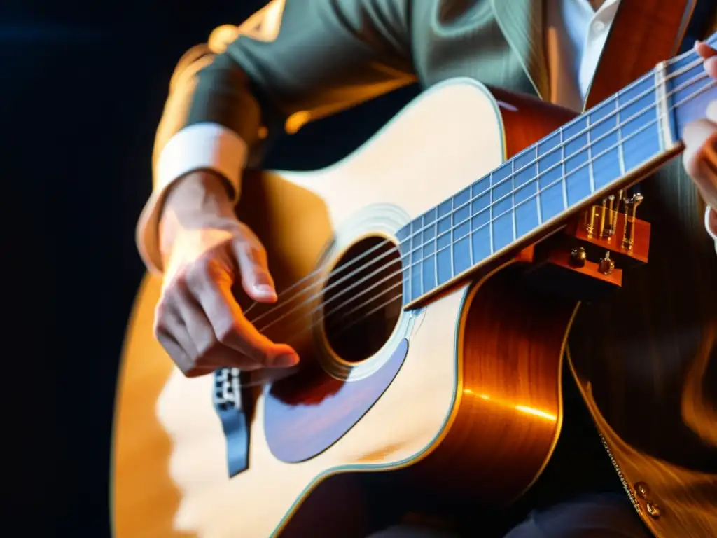 Un guitarrista clásico amplificado transmite pasión y energía con impacto visual