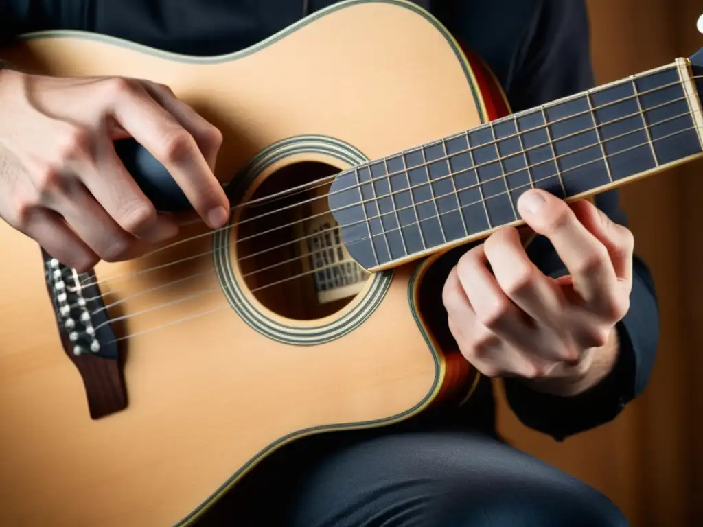 Un guitarrista experimenta con las técnicas de guitarra preparada, creando sonidos únicos