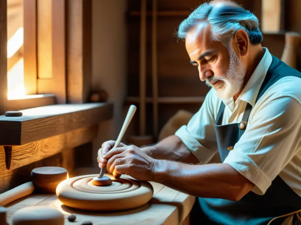 Un hábil artesano italiano da forma al Fagotino en su taller, destacando la importancia del instrumento en Italia