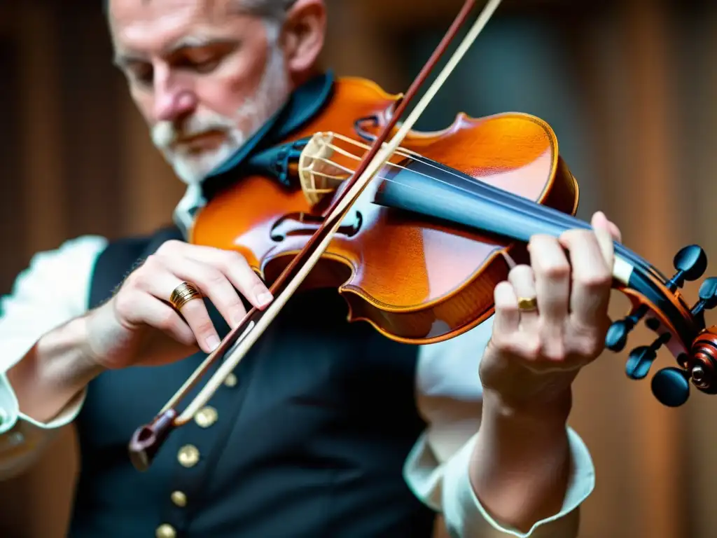 Un hábil violinista interpreta apasionadamente en un tradicional pub irlandés