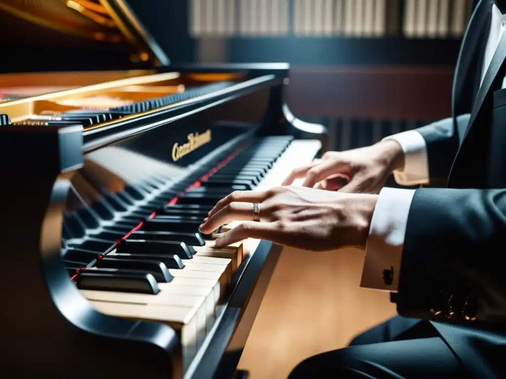 Los hábiles dedos de un pianista interpretando con pasión, proyectando la influencia del piano en música latina