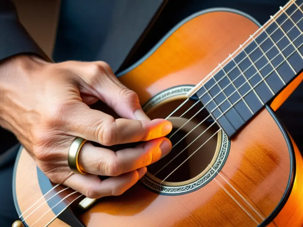 Las hábiles manos de un músico tocando el Cavaquinho portugués, mostrando la importancia cultural del instrumento