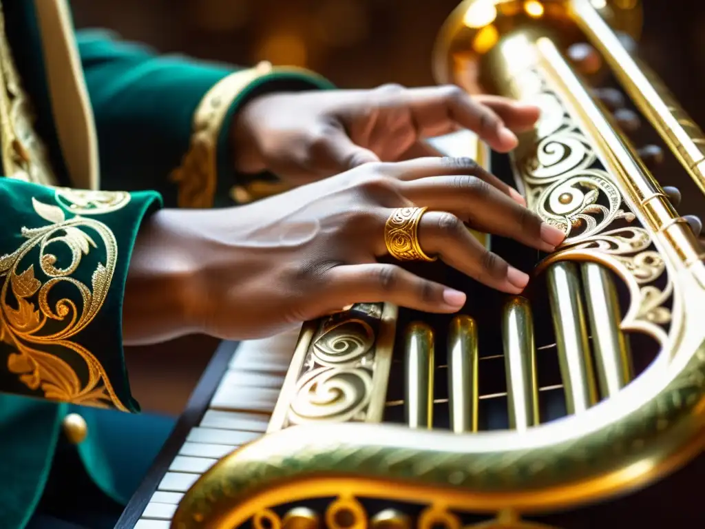 Las hábiles manos del músico tocan el serpentón, rescatando su sonido olvidado