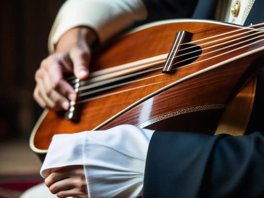 Las hábiles manos de un músico turco tocan el baglama, en un entorno cultural e íntimo