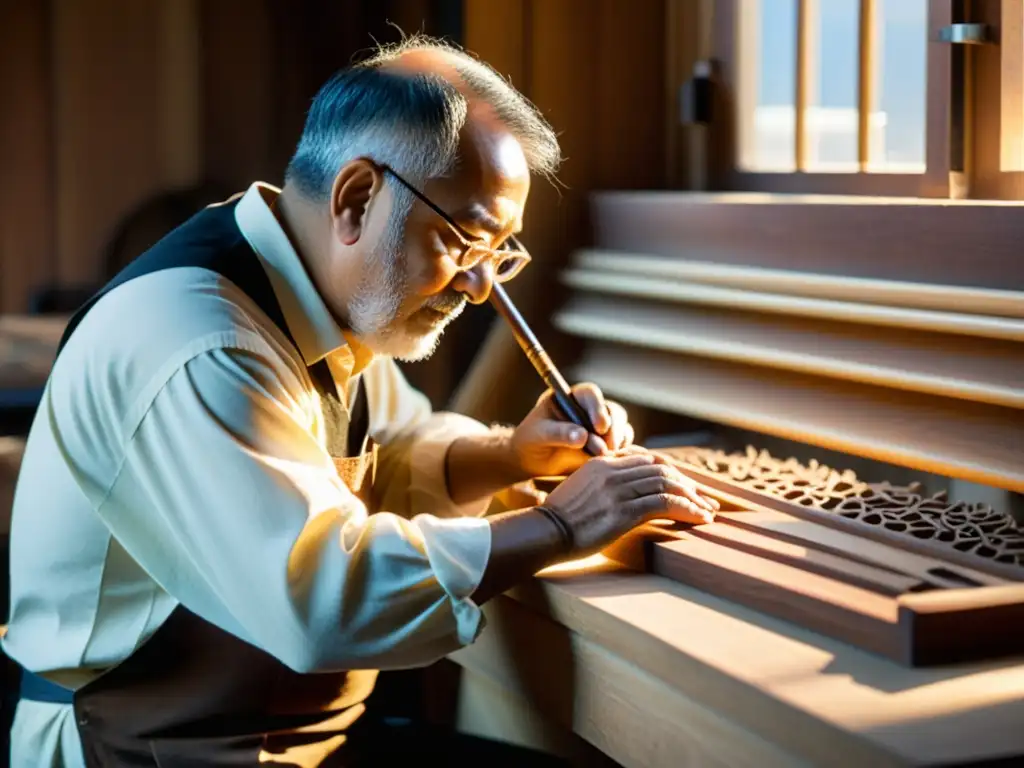 Un habilidoso artesano talla diseños intrincados en madera de granadilla para crear oboes y clarinetes